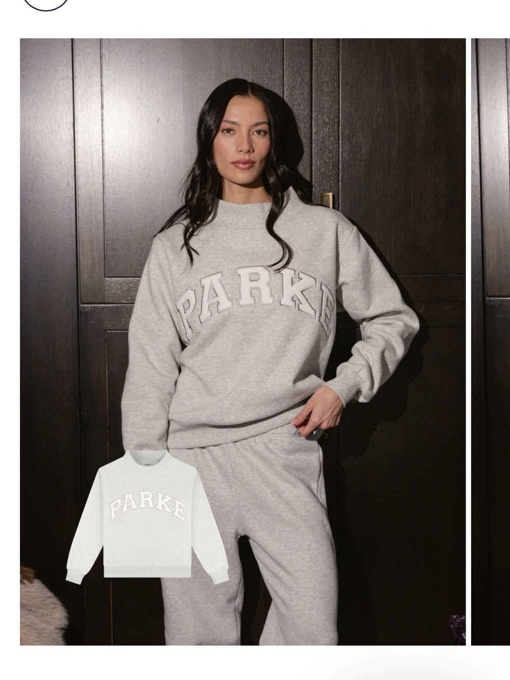 NEW Parke Seasonal Metallic Light Grey Logo Crewneck Sweatshirt
